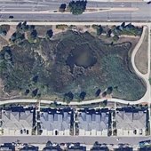 Aerial view of Caley Pond