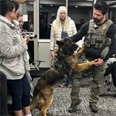 Police officer with K-9 demonstrates skills during Citizens Police Academy