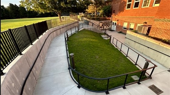 Curtis Center patio improvements include an ADA accessible ramp.