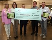 From left, Arapahoe County District 1 Commissioner Carrie Warren Gully, Greenwood Village Parks, Trails and Recreation Director Suzanne Moore, Arapahoe County Commissioner Chair Pro Tem Jeff Baker, Greenwood Village Mayor George Lantz, and Greenwood Village City Manager John Jackson present Greenwood Village’s grants and Shareback award at the annual Shareback and Open Space Grant Awards Ceremony.