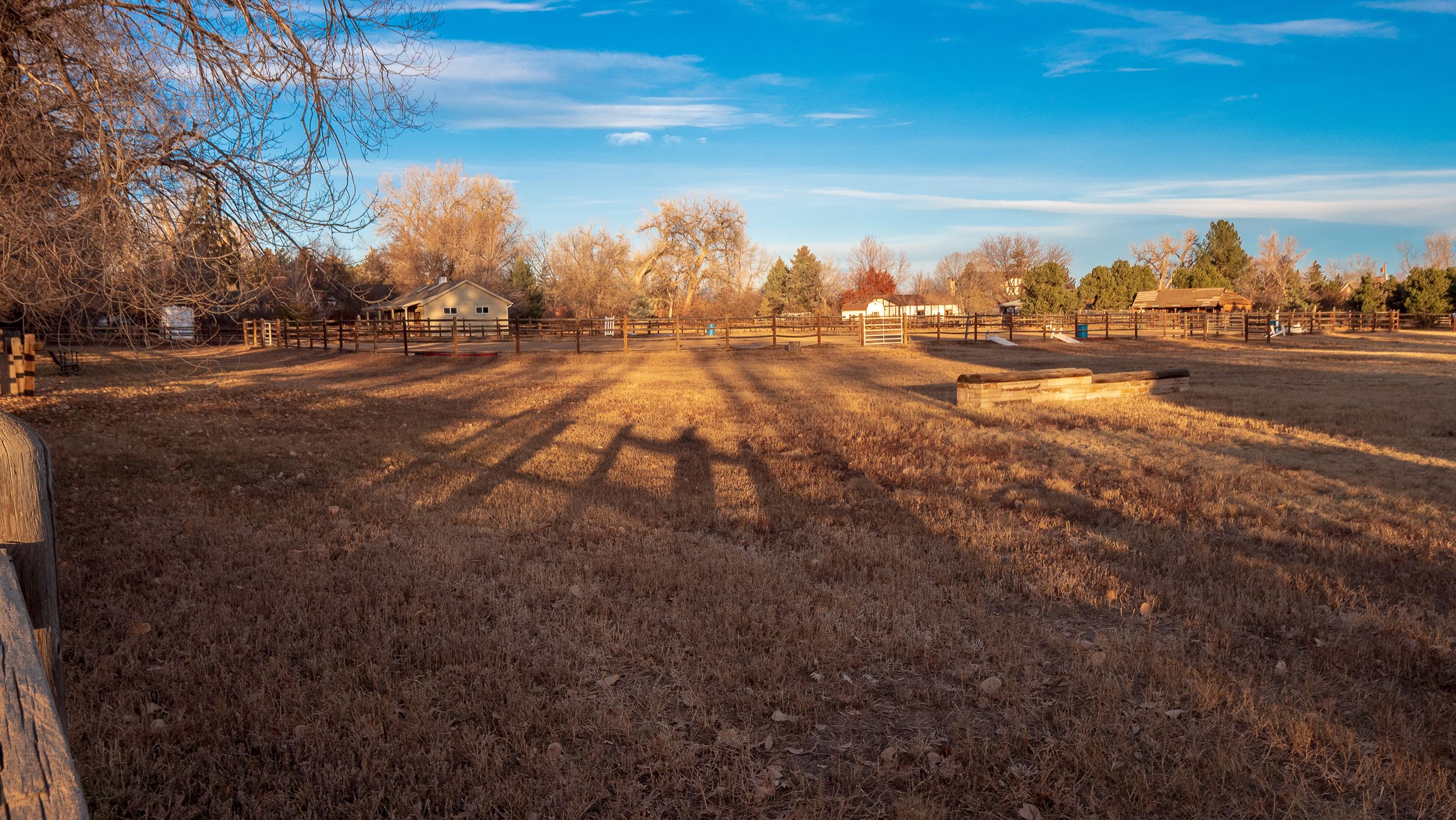 Outdoor equestrian park at sunrise